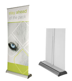 excaliber roller banner stand graphic