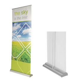 orient roller banner stand graphic